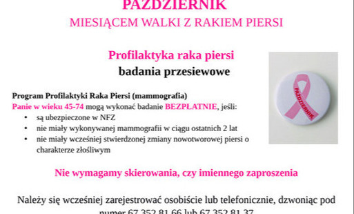 PAŹDZIERNIK MIESIĄCEM WALKI Z RAKIEM PIERSI